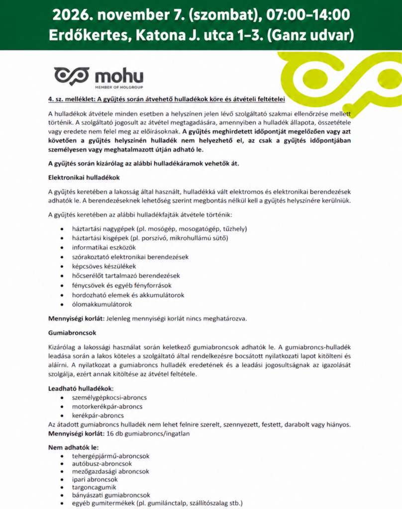ISMÉT ELEKTRONIKAI HULLADÉKGYŰJTÉS ERDŐKERTESEN!